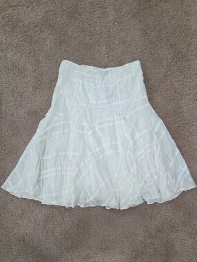 Ralph Lauren Black Label White Ramie Geometric Panel Patchwork Lined Skirt Sz 4